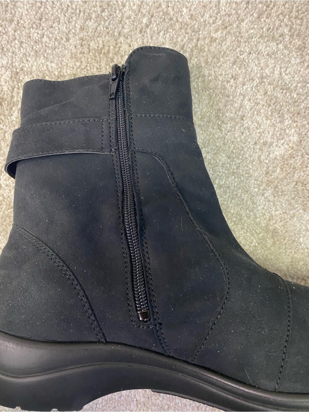 Romika Black Suede-Look Ankle Boots with Buckle Accent - Picture 5 of 7